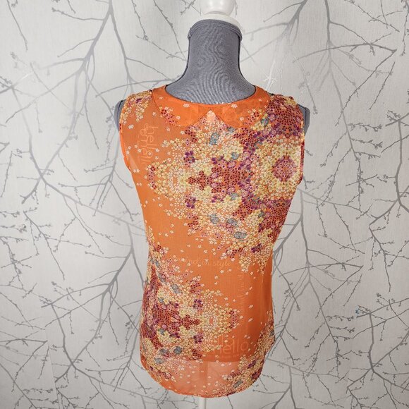Cabi Orange Floral Print Cutout Shoulder Tank - Picture 6 of 8
